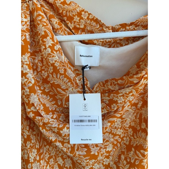 Reformation Kristine Dress – Adelina Floral – Orange – Size 8 – NWT – Off Should - Picture 5 of 7
